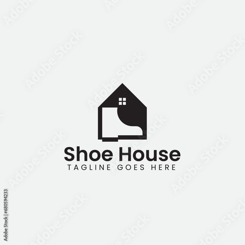Shoe and House logo design icon clean and minimal