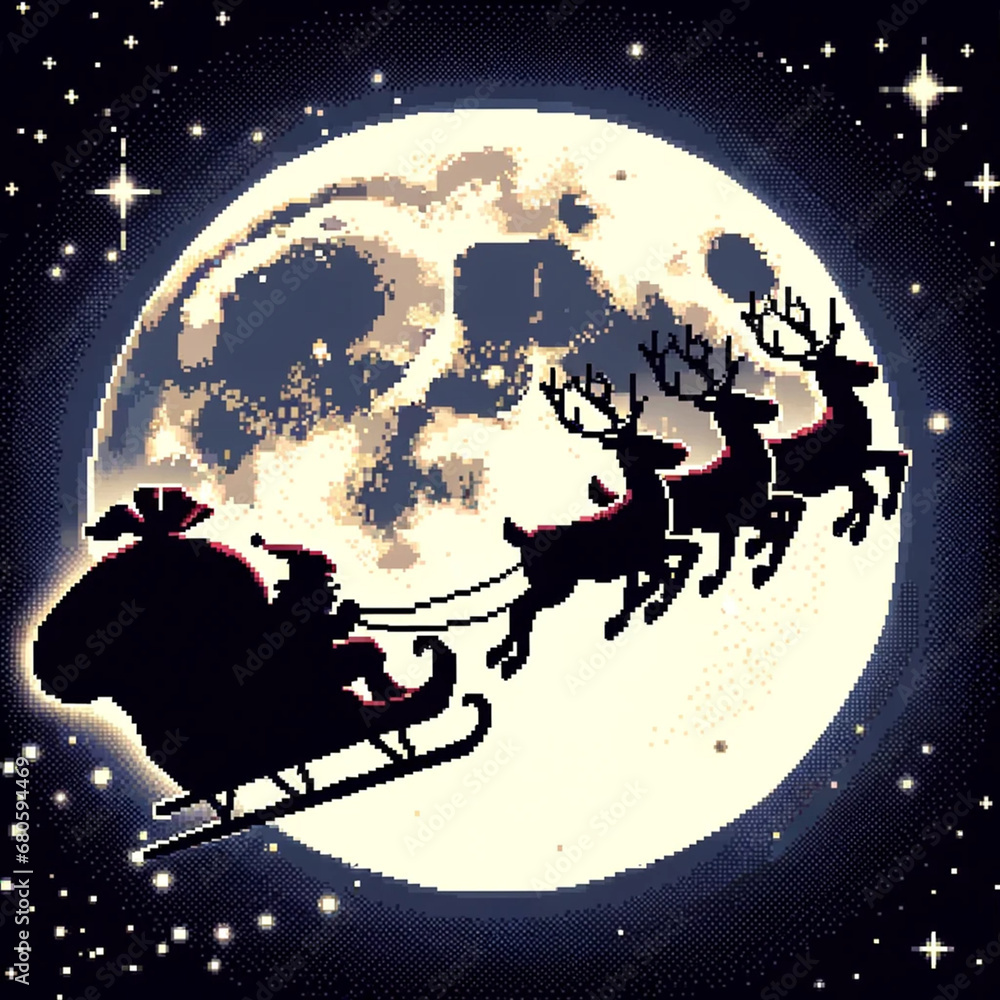 Naklejka premium santa claus on the moon