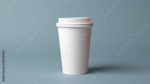 real picture of a disposable white coffee cup with lid mockup photo