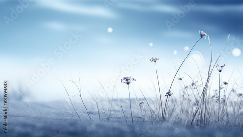 Bokeh Style: Snowy Field and Delicate Flowers © M.Gierczyk