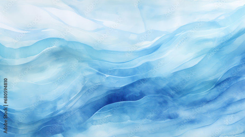 Luminous Watercolor Blue Wave Pattern