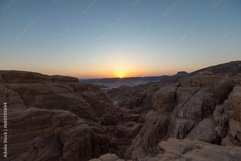 Beautiful sunrise in Sinai mountains, Egypt