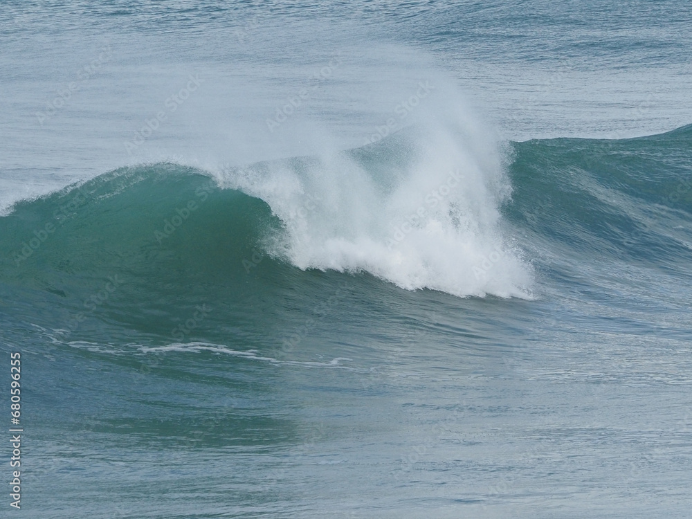 Atlantic wave breaks at Newquay on the Cornish coast