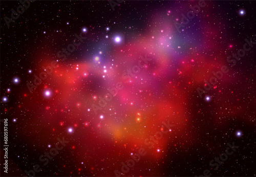 Space vector background with realistic nebula and shining stars. Magic colorful galaxy with stardust