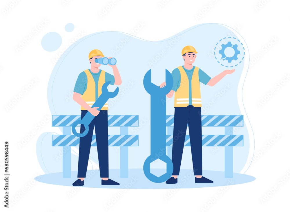 Men work as a team concept flat illustration Men work as a team concept flat illustration