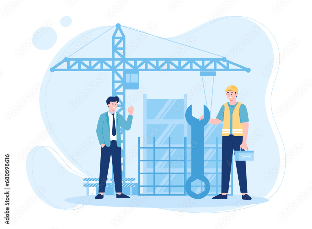 Men work as a team concept flat illustration Men work as a team concept flat illustration