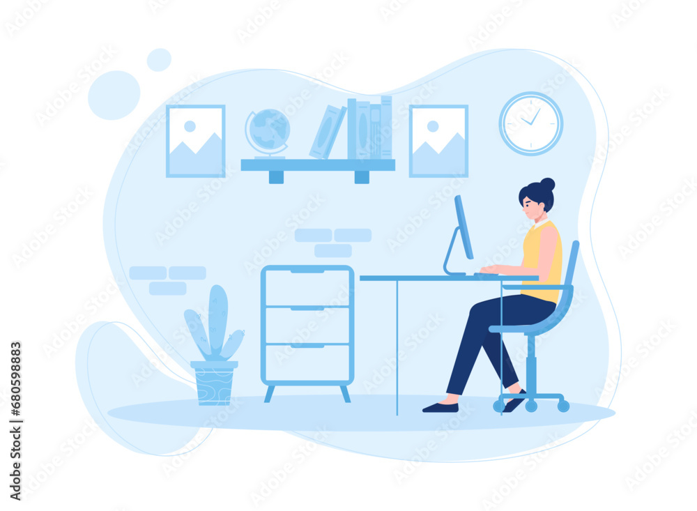A woman does her own job analysis concept flat illustration A woman does her own job analysis concept flat illustration
