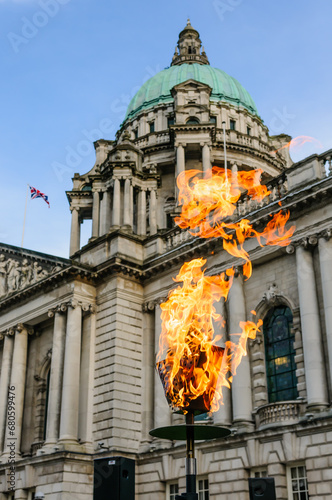 Belfast City Council light a beacon at the City Hall to celebrate the birthday of HM Queen Elizabeth II. photo