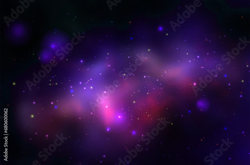 Space vector background with realistic nebula and shining stars. Magic colorful galaxy with stardust