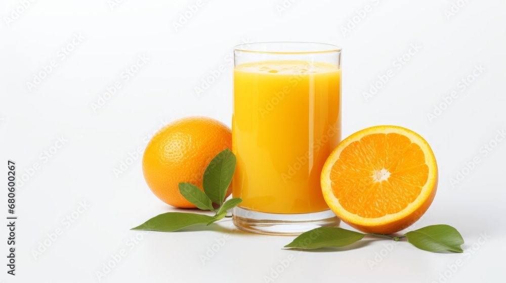 orange juice in a glass on a white background. orange juice in a glass on a white background.