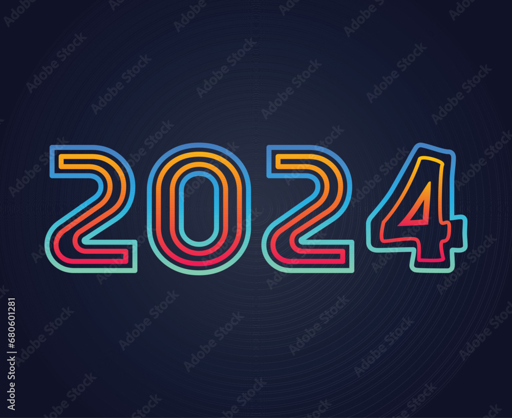 Happy New Year 2024 Holiday Abstract Orange And Cyan Graphic Design Vector Logo Symbol Illustration With Blue Background Happy New Year 2024 Holiday Abstract Orange And Cyan Graphic Design Vector Logo Symbol Illustration With Blue Background