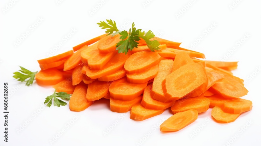 sliced carrots on white background. sliced carrots on white background.