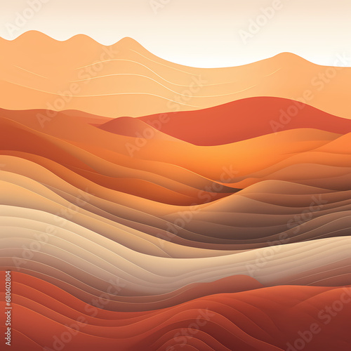 linear representations of a tranquil desert landscape