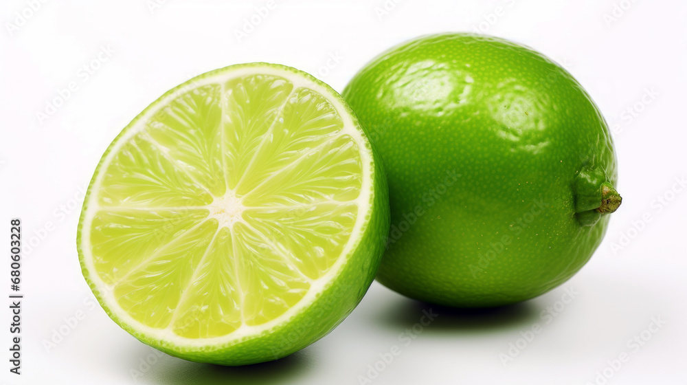 Lime Halves on White Background