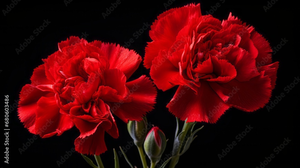 mourning red carnations on a black background. mourning red carnations on a black background.