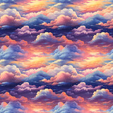 seamless clouds sky watercolor pattern