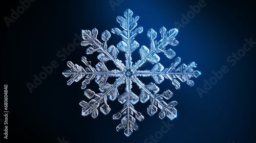 Snowflake on Blue Winter Sky Background