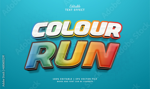 Colour Run Editable Text Effect 3d Style Sport Colourful