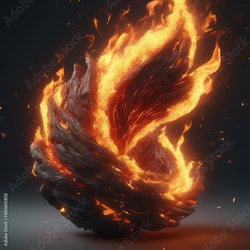 fire flame on blackfire flame on black 3d render of a burning fire photo