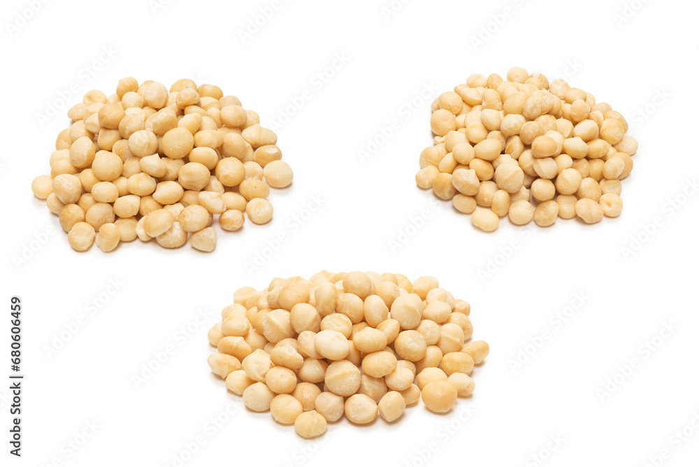 Macadamia nuts isolated on white background. Macadamia nuts isolated on white background.