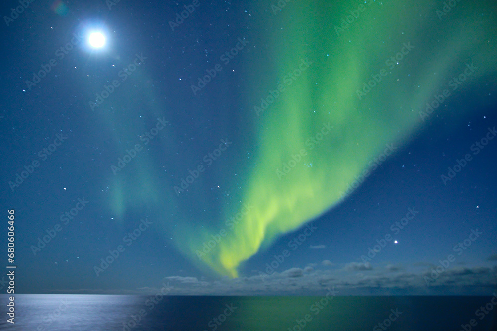 Northern lights at sea