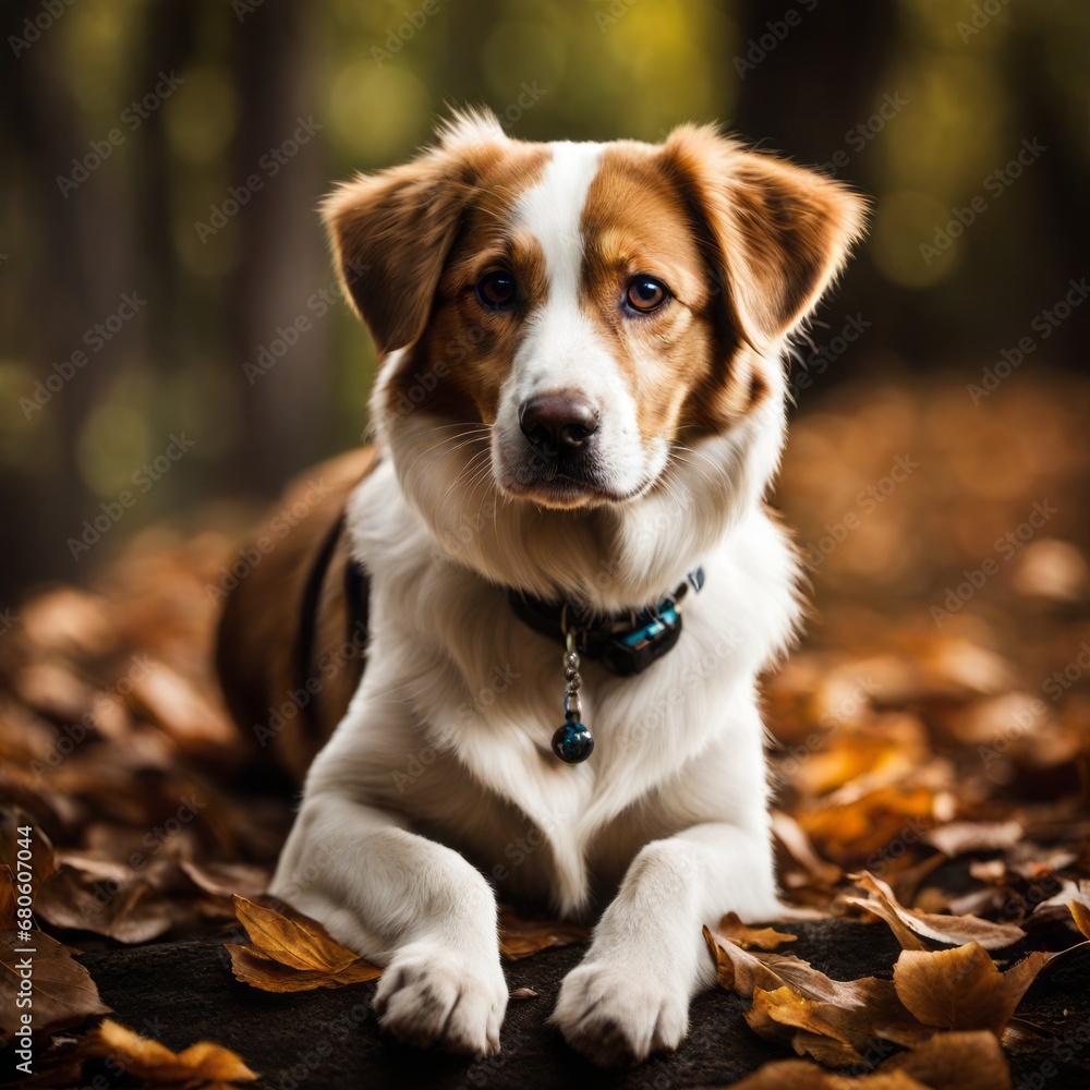 portrait of a dog. a dog in autumn. nova scotia duck tolling retriever portrait of a dog. a dog in autumn. nova scotia duck tolling retriever portrait of an adorable mixed breed dog lying on the groun