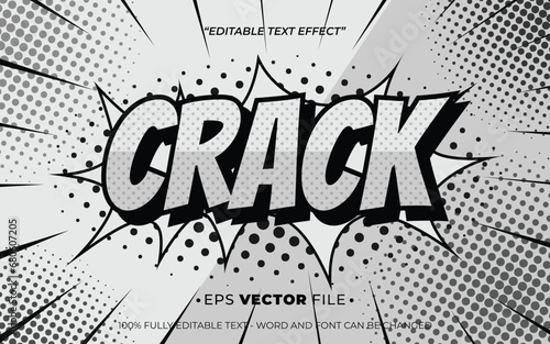 Crack pop up retro style text effect editable vector