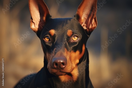 A close-up photograph of a black and brown dog. This image can be used for various purposes, such as pet-related articles, animal care brochures, or dog training materials.