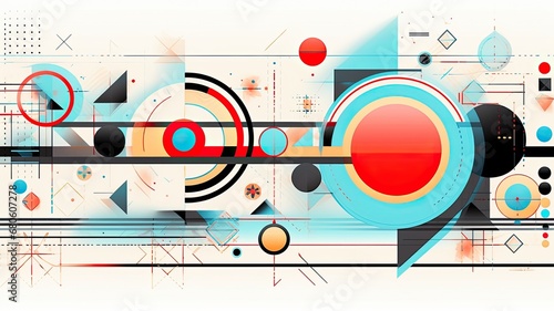 Retro-tech style abstract geometric pastel risograph illustrations
