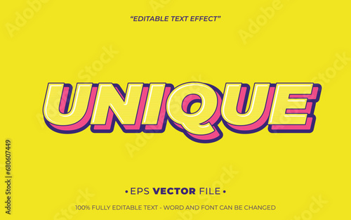 unique text effect 3d editable vector