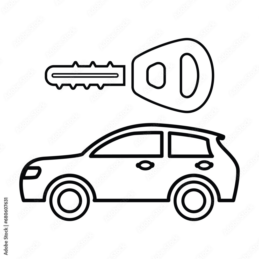 Car Rental Icon In Outline Style