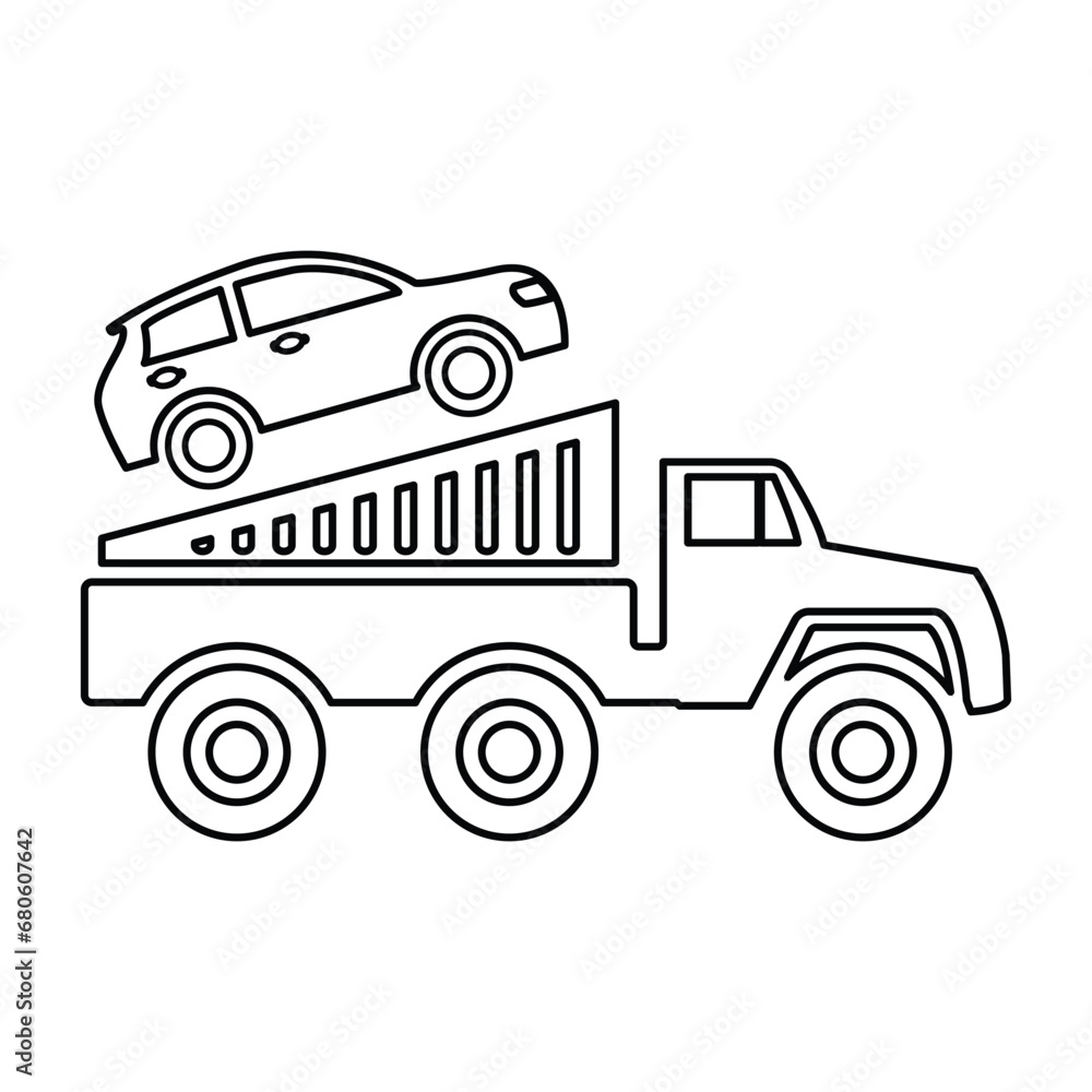 Roadside Car Assistance Icon In Outline Style