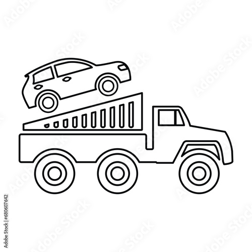 Roadside Car Assistance Icon In Outline Style