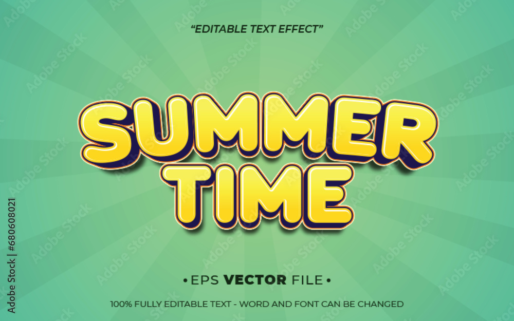 Summer Time editable text effect 3d template vector 
