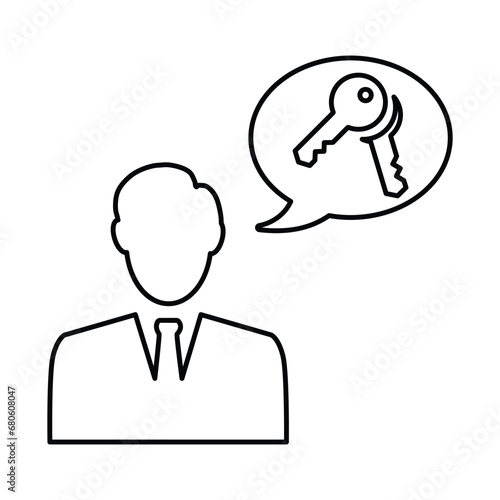 Key Employee Icon In Outline Style