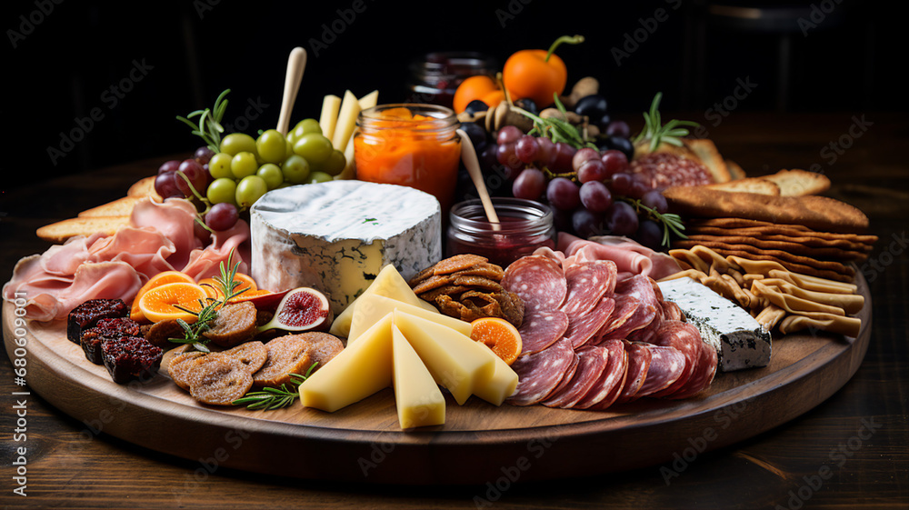 Elegant Charcuterie Board with Assorted Cheeses and Meats