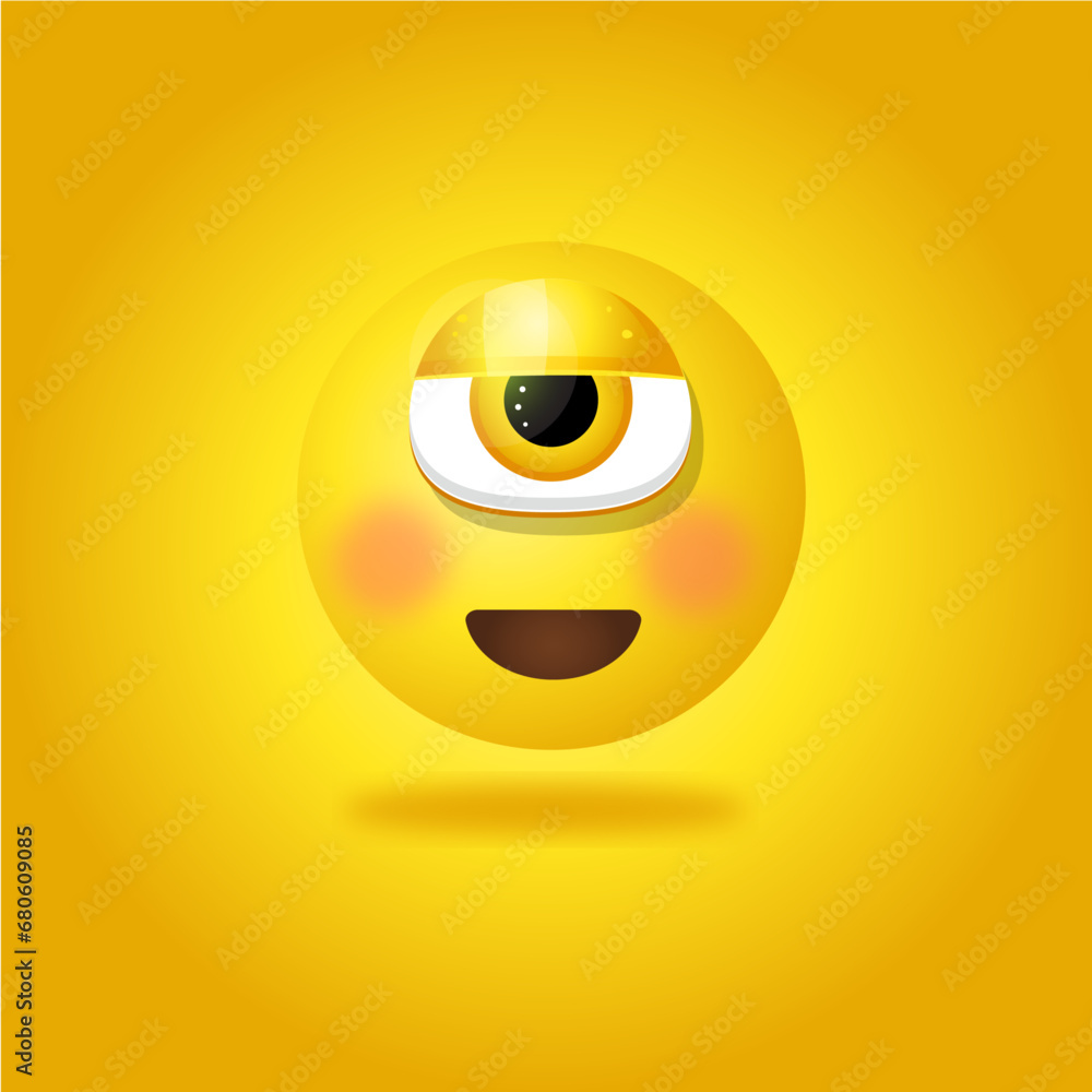 monster smiley vector, cartoon character emoji illustration on yellow background. monster smiley vector, cartoon character emoji illustration on yellow background.