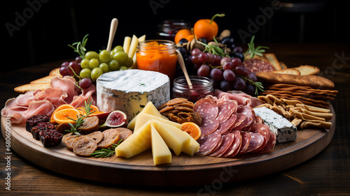 Elegant Charcuterie Board with Assorted Cheeses and Meats