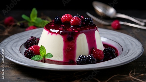Elegant Panna Cotta with Berry Compote photo