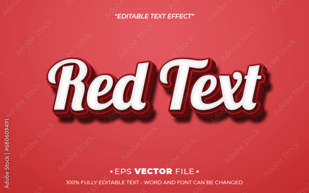 Red text effect 3d editable vector