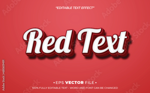 Red text effect 3d editable vector