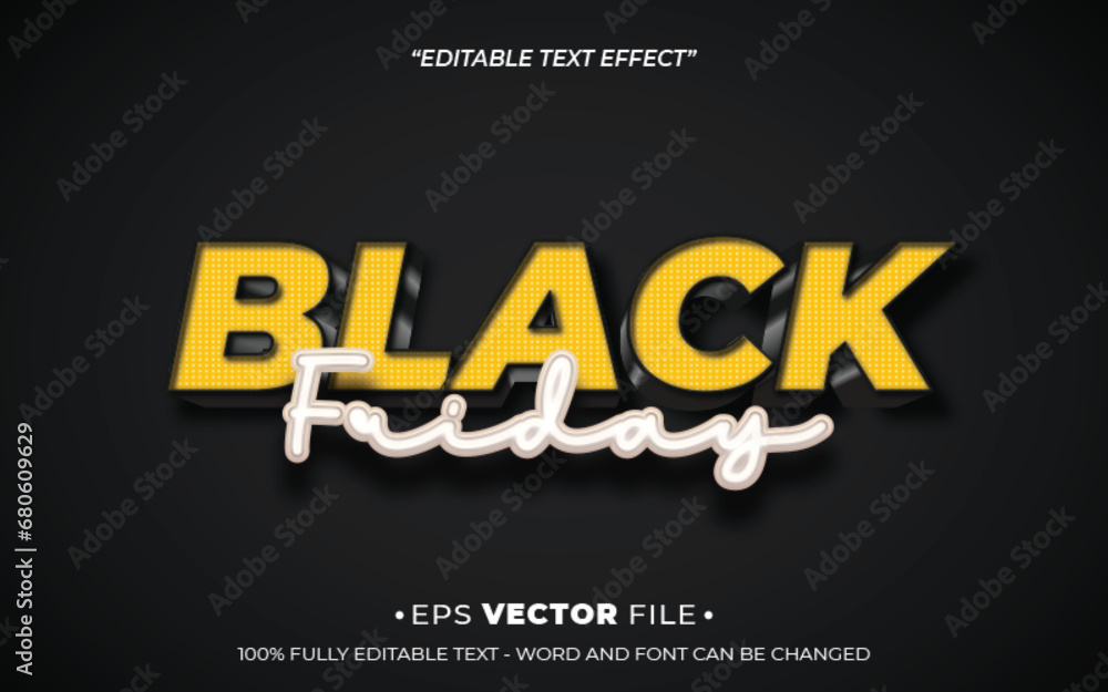 black friday 3d text effect editable vector