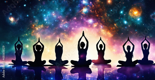 Meditation - Galaxy - Yoga Class - Retreat - AI generated