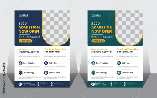 Vector school admission social media post and flyer and school admission flyer leaflet template photo