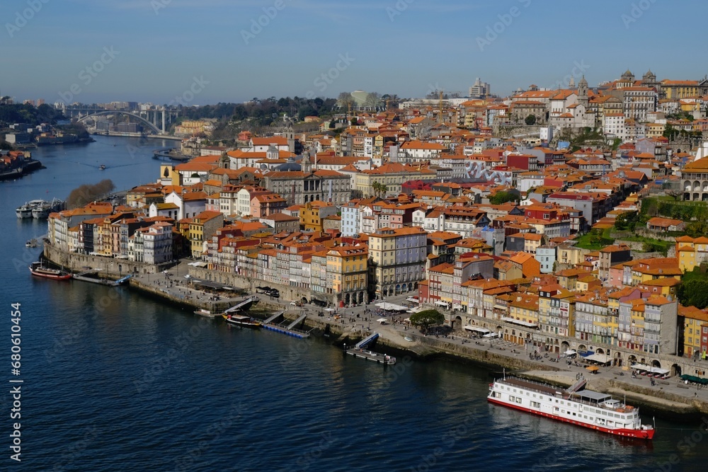 Amazing view of Douro River and panorama of Porto, Portugal