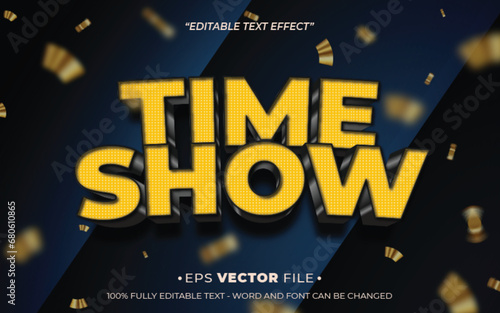 time show text effect 3d editable vector