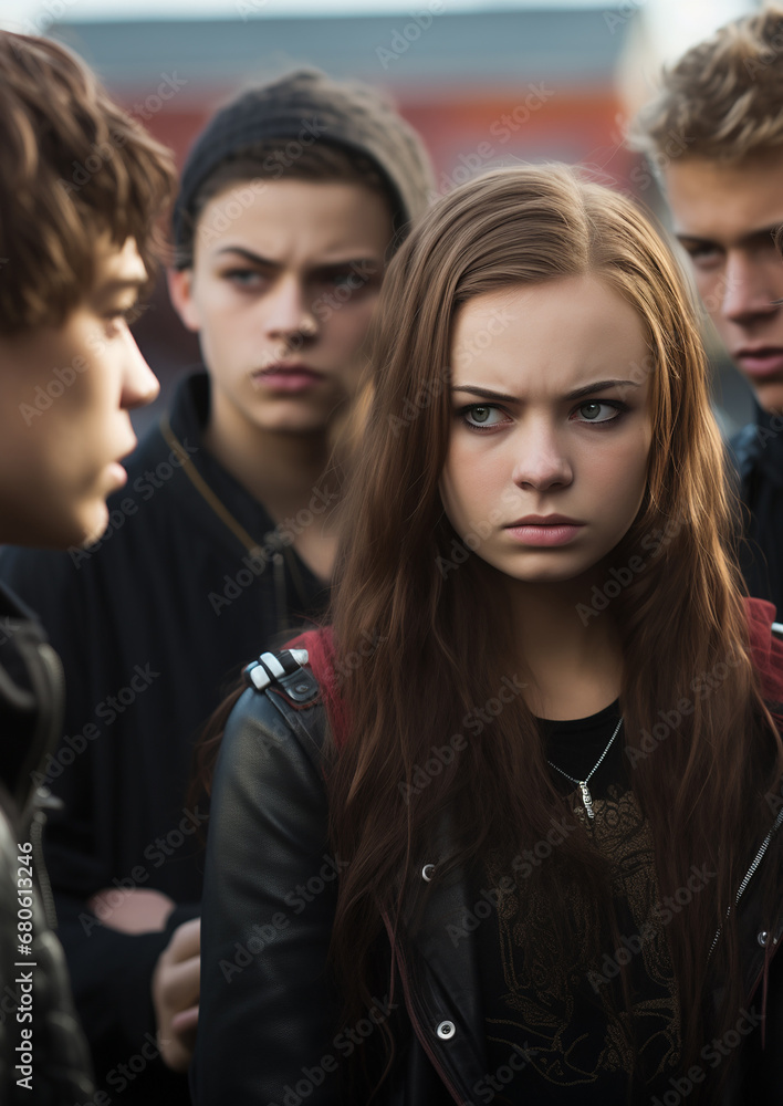 Angry teenagers, adolescence problems, ai generated Angry teenagers, adolescence problems, ai generated