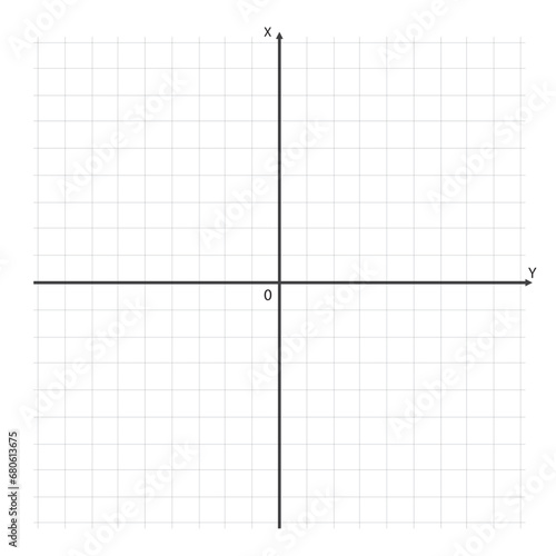 X Y axis cartesian coordinate plane. Rectangular orthogonal coordinate plane. Vector illustration design. White background. photo