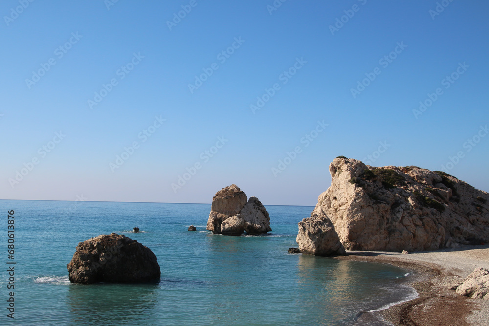 Cyprus-The Rock of Aphrodite, or Petra Tou Romiou, is one of the most famous landmarks on the island