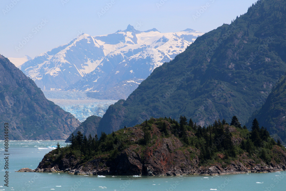 View of the Dawes Glacier in the background-Endicott Arm in the Boundary Ranges of Alaska, United States  